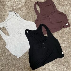 Women's crop Tank Top Set - Black, Gray, purple